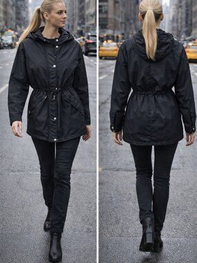 Banana Republic Women's Jacket Parka Hooded Size S Black Nylon